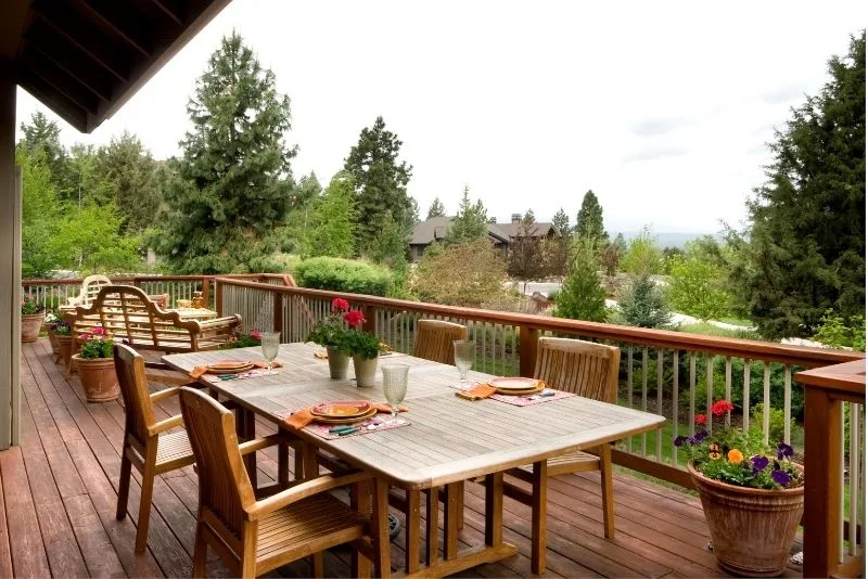 Timber table and chairs on a Newcastle patio