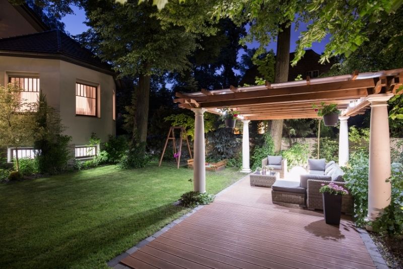 relaxing and patio and pergola area